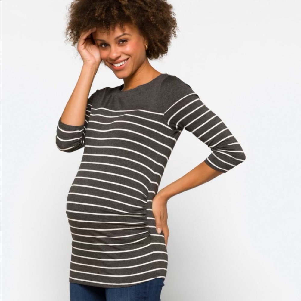 Laila Jayde gray and white striped long sleeve